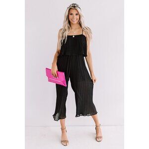 FAVLUX Black Sheer Pleated Jumpsuit (Boutique Brand) ...